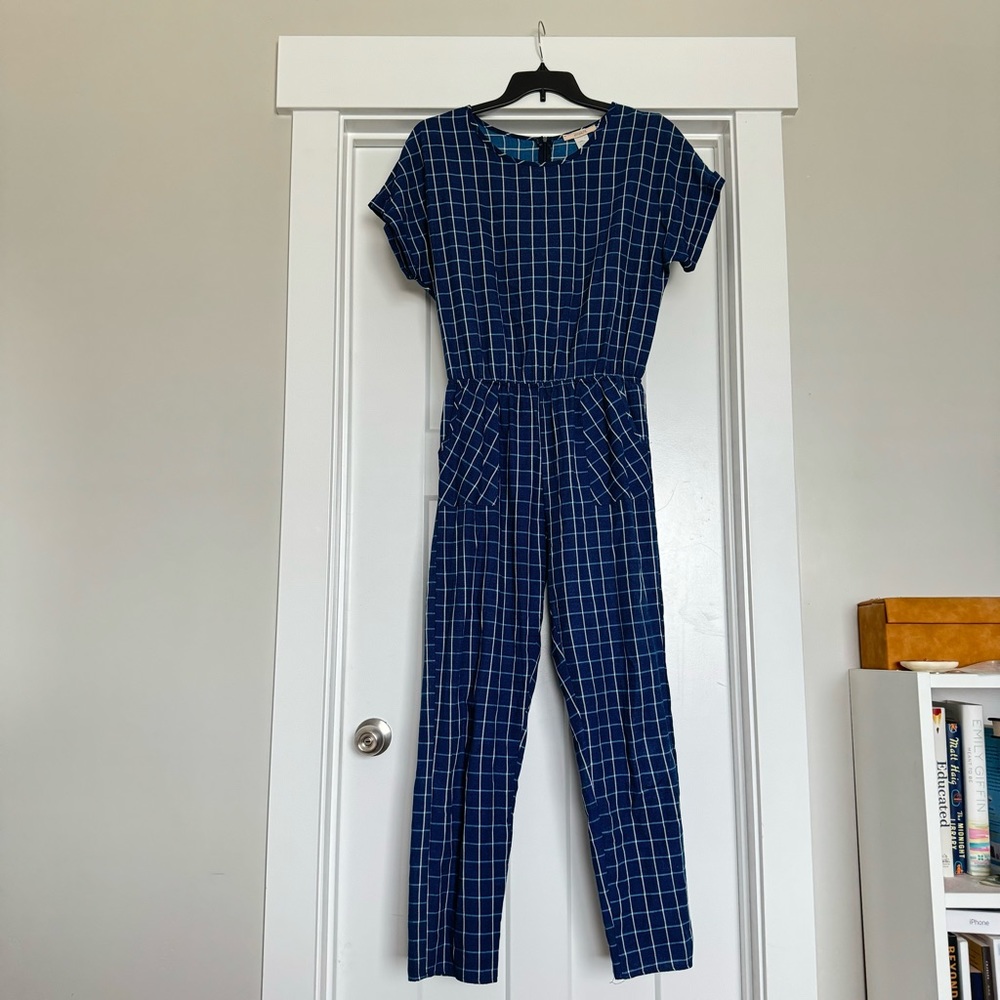 Blue Checked Jumpsuit
